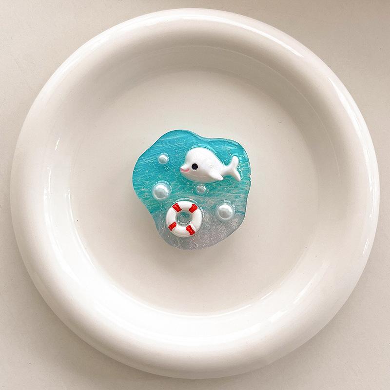 Japanese Small Fresh Ocean Pearl Mobile Phone Airbag Bracket Magnetic Suction Back Sticker Starfish Dolphin Retractable Portable Niche