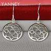 925 Sterling Silver Exquisite Floral Openwork Pendant Earrings, Fashionable Wedding Gift for Women, Jewelry
