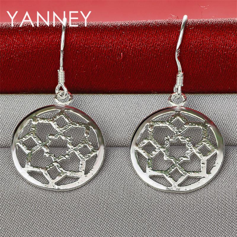 925 Sterling Silver Exquisite Floral Openwork Pendant Earrings, Fashionable Wedding Gift for Women, Jewelry