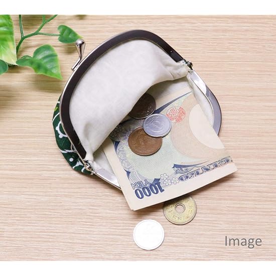 Kyosuke Made In Japan Gamaguchi (Clasp) Wallet Pouch, 100% Cotton, Arabesque Pattern, Approx. 12×11.