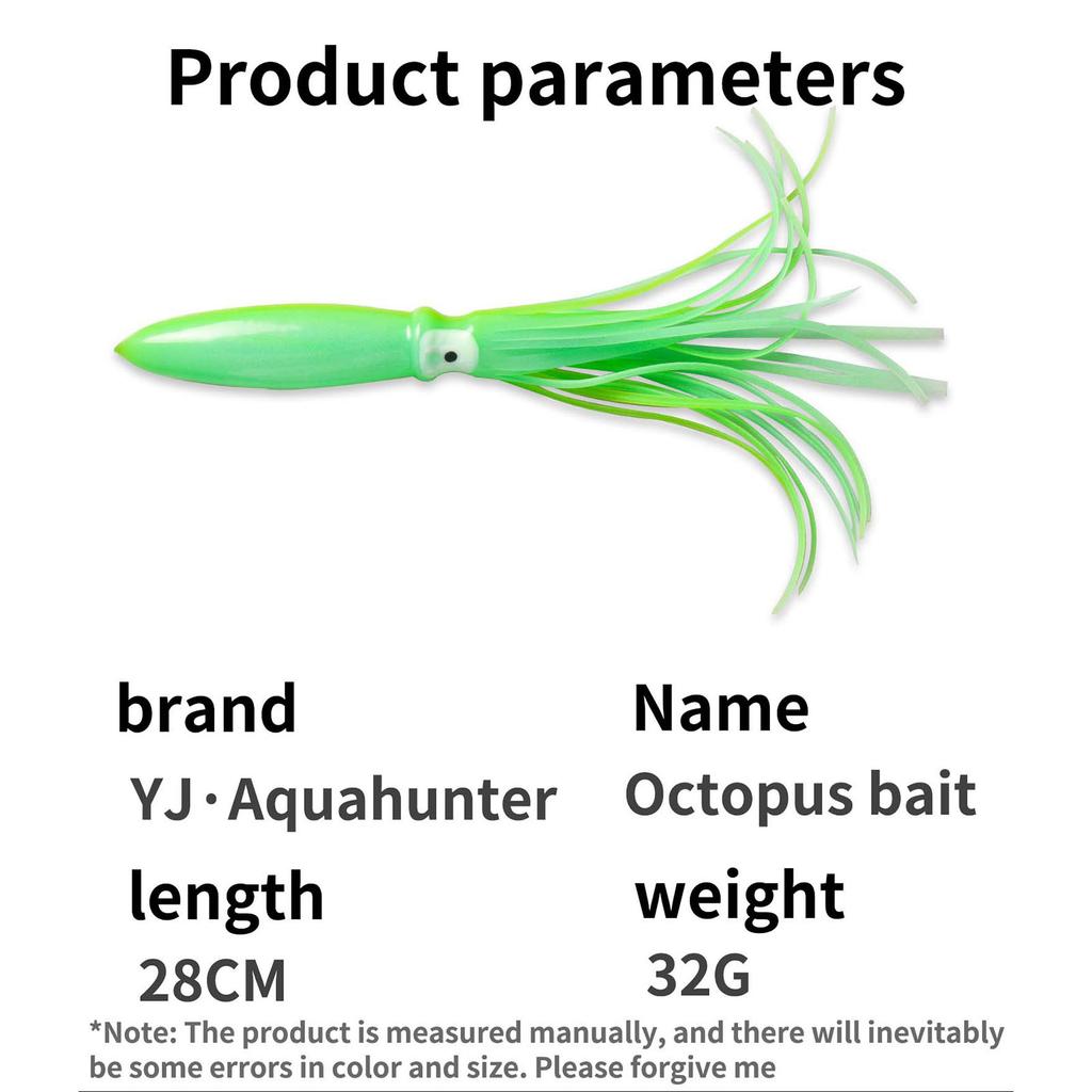 28cm32g Luminous Octopus Fishing Lure Lifelike Squid Skirt Fishing Bait Fishing Gear For Saltwater Freshwater