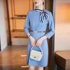 Elegant Seven-Sleeve Professional Work Dress