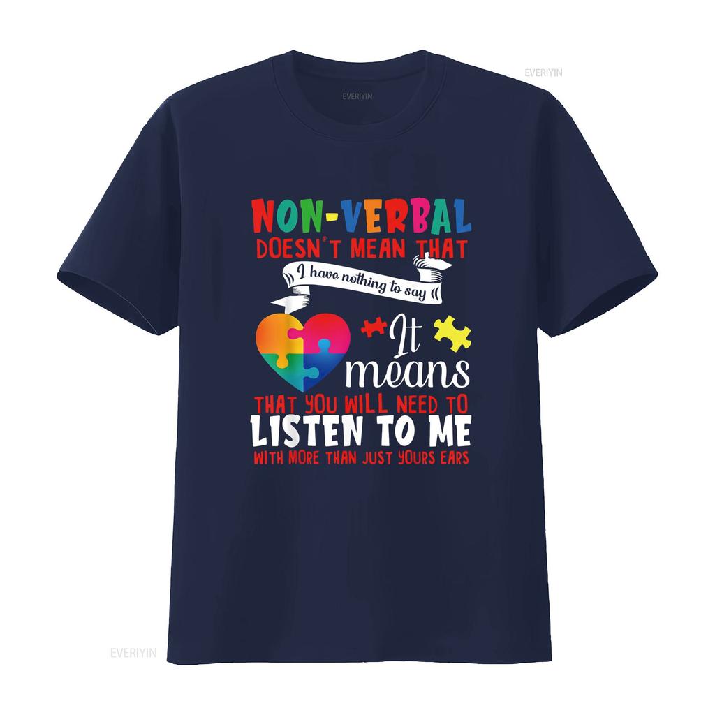 Damen Nonverbal Heißt Nicht, Dass Ich Nichts Zu Sagen Habe Autismus Autistisch T-Shirt Schwarz Vintage Gewaschen Stilvolles Oberteil Für Den Alltag