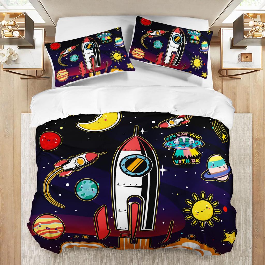Cartoon Space Down Comforter Set Bedding Set Duvet Cover 3-piece Set
