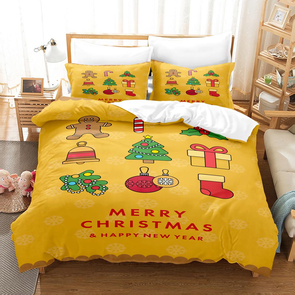 Merry Christmas Duvet Cover Christmas Graffiti Bedding Set Happy New Year Quilt Cover Holiday Gifts Bedroom Decoration