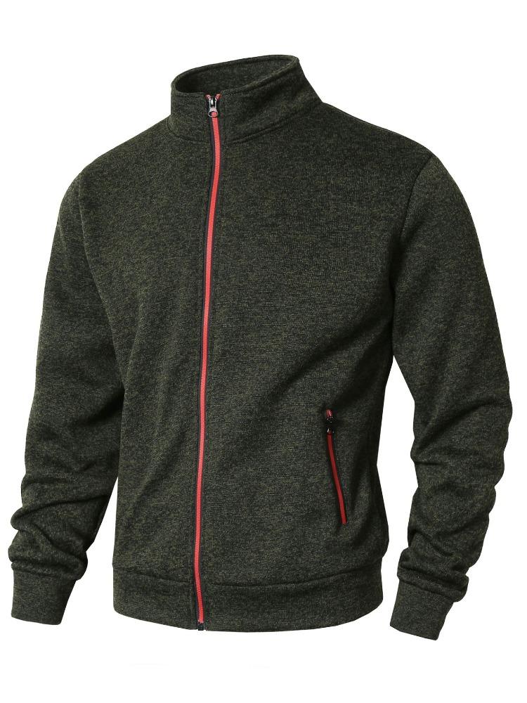 Men's Spring Autumn Casual Fashion Solid Colour Sweater Men's Long-sleeved Sports Hooded Tops Zip Cardigan Sweatshirt Moisture Wicking Breathable Tops