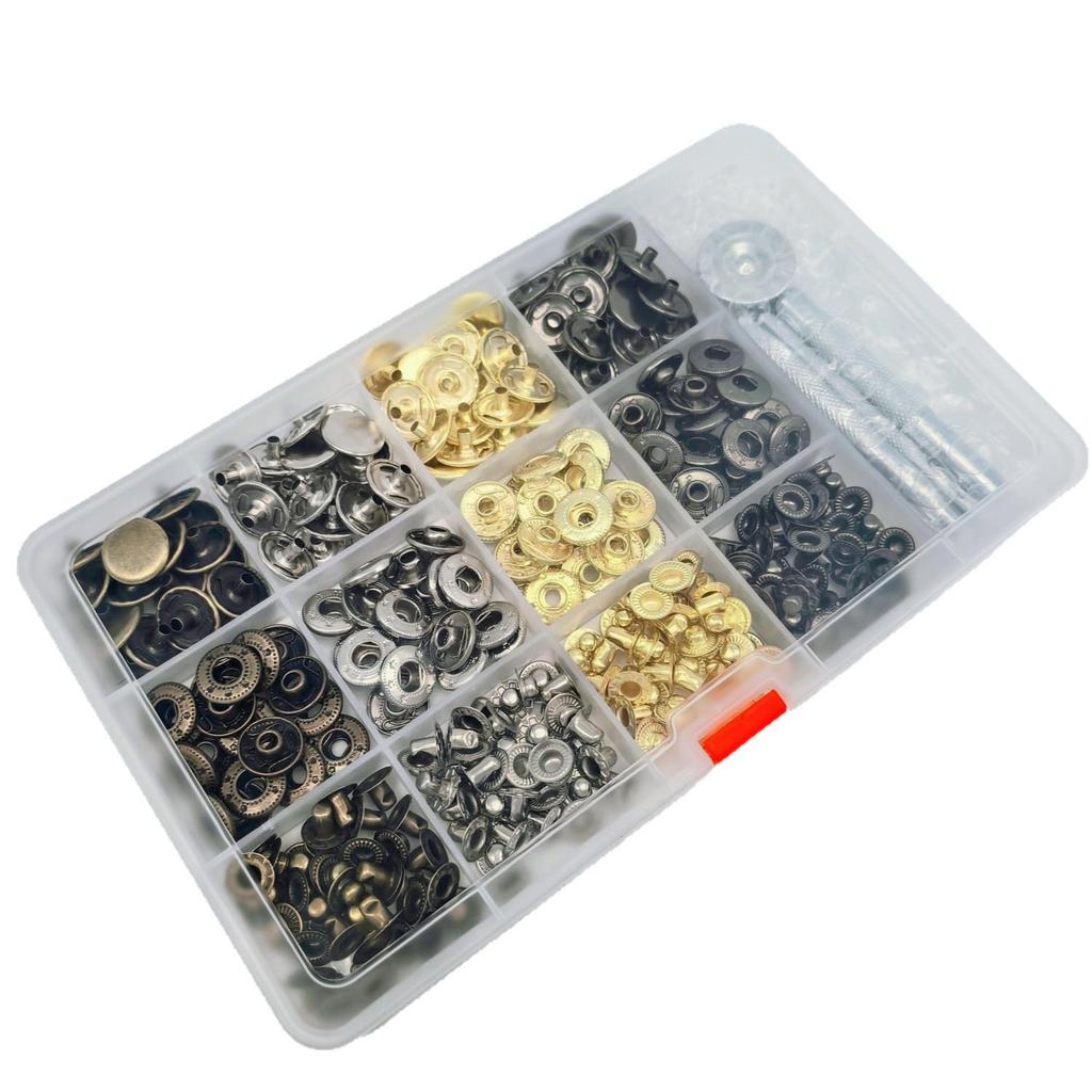 72 Sets Four-Color Metal Snap Buttons, 4-Piece Tool Set for Press-type Fasteners