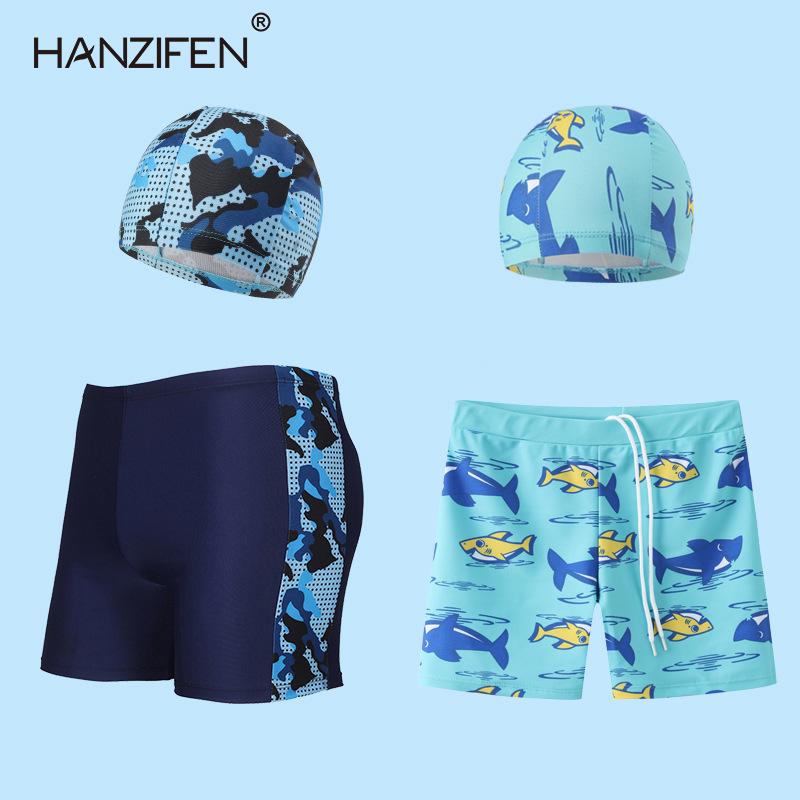 

Big Kids Boys Cute Cartoon Print Swim Trunks & Cap Set XL (Weight 19-24KG)