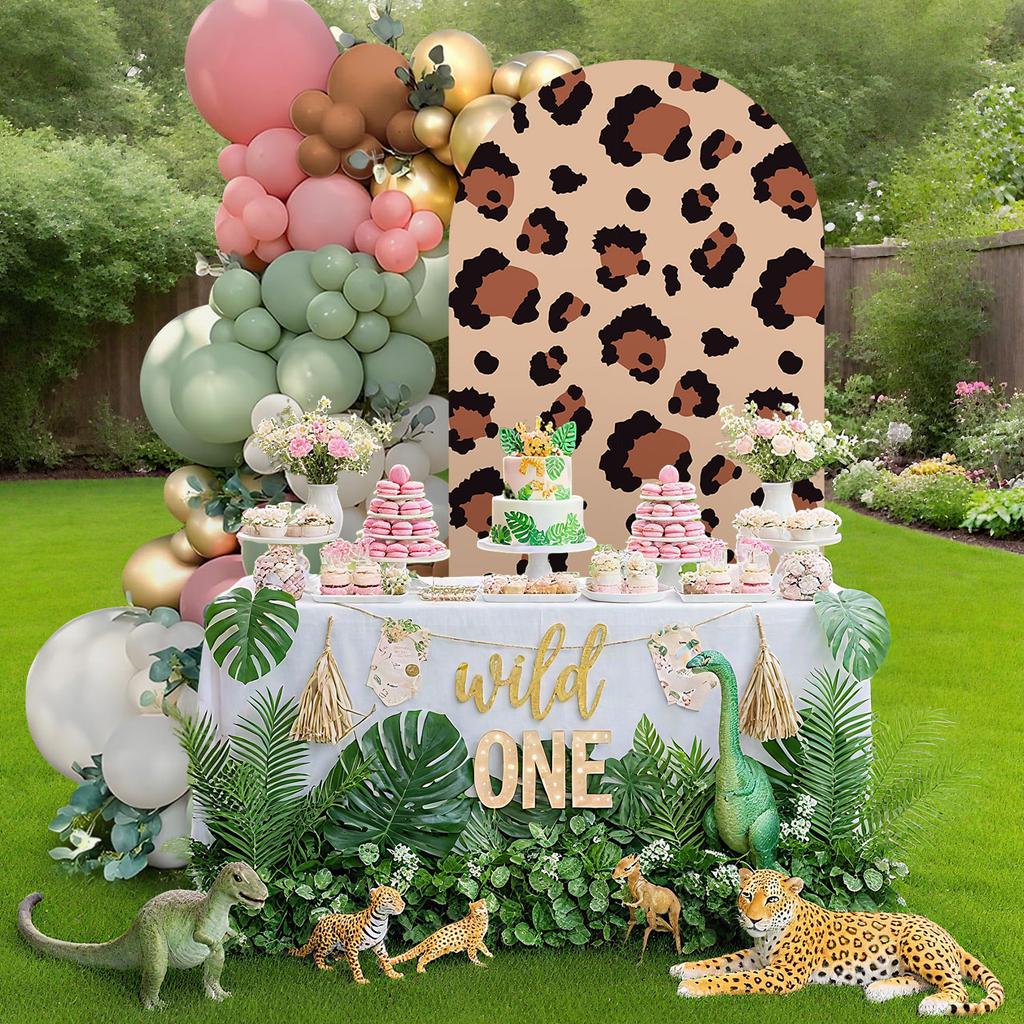 6.56ft Arched Backdrop for Birthday Baby Shower Party Arch Wall Stretchy Fabric Cover Leopard Print Photography Background