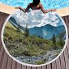 Natural Scenery Round Beach Towel Abstract Mountain Landscape Beach Blanket Sand Free Quick Dry Circle Bath Towel Soft Yoga Mat