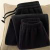 Mens Sports Trousers Small Winter Feet Padded Thickened Lamb Wool Trousers Warm Trousers Slim Drawstring Mens Casual Trousers