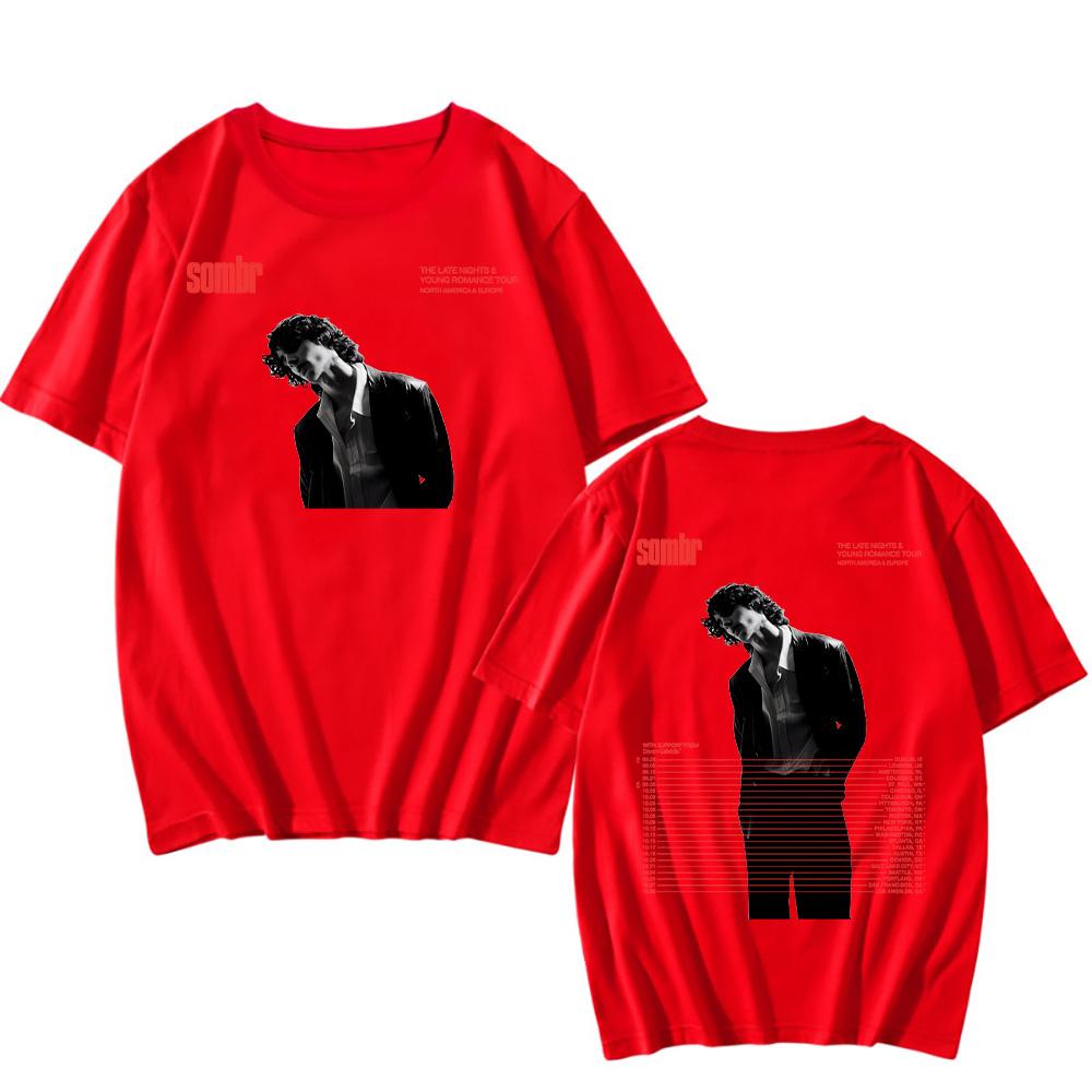 Sombr The Late Nights & Young Romance Tour T-Shirts 2025 Sänger Sombr Harajuku Ästhetische T-Shirts Hochwertige Baumwoll-Tees Unisex