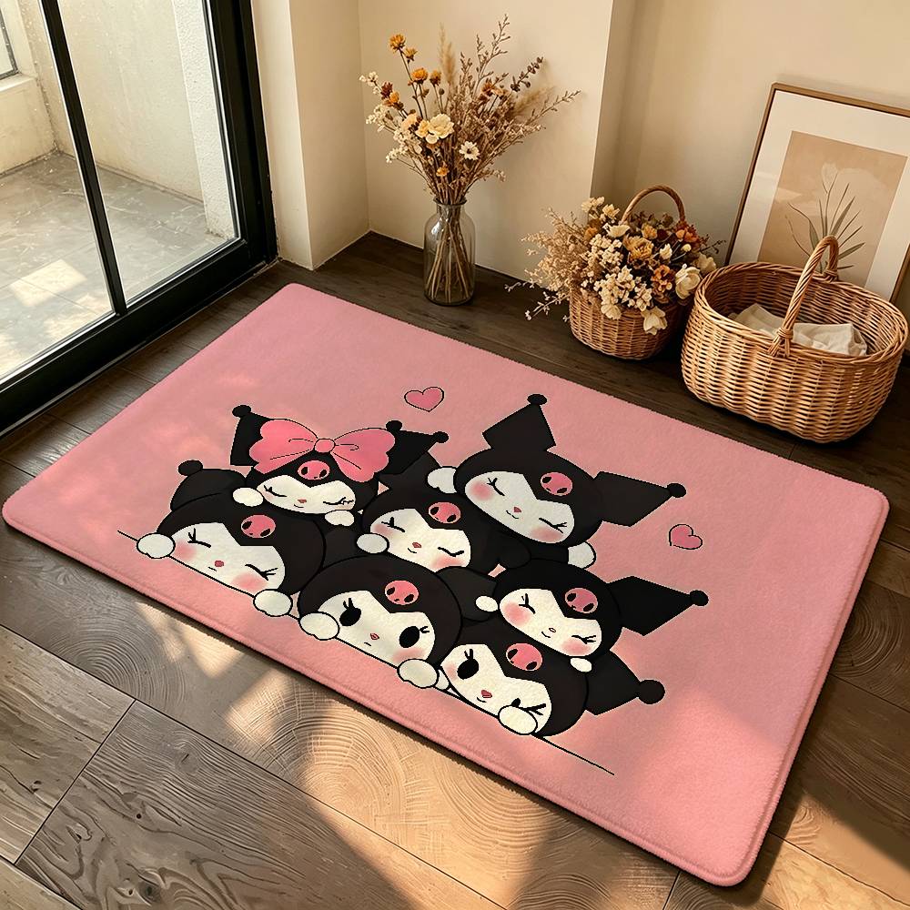 Kawaii K-Kuromi Cute Carpet Bathroom Anti-slip Mat Door Mat Home Decoration Mat Entrance Door Mat Scratch-resistant Door Mat