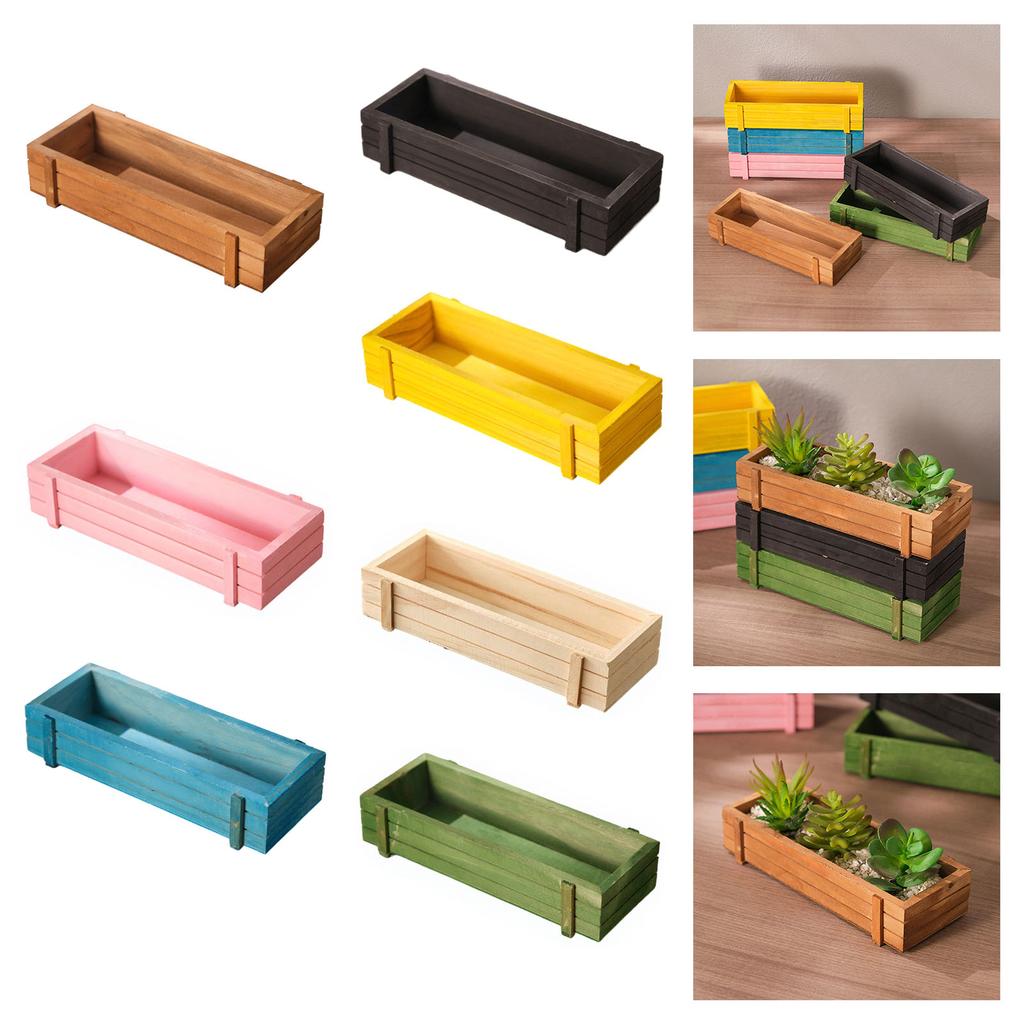 Vintage Style Wooden Planter Pot For Succulent Plant Breathable Design Lightweight Indoor Outdoor Home Garden Decoration