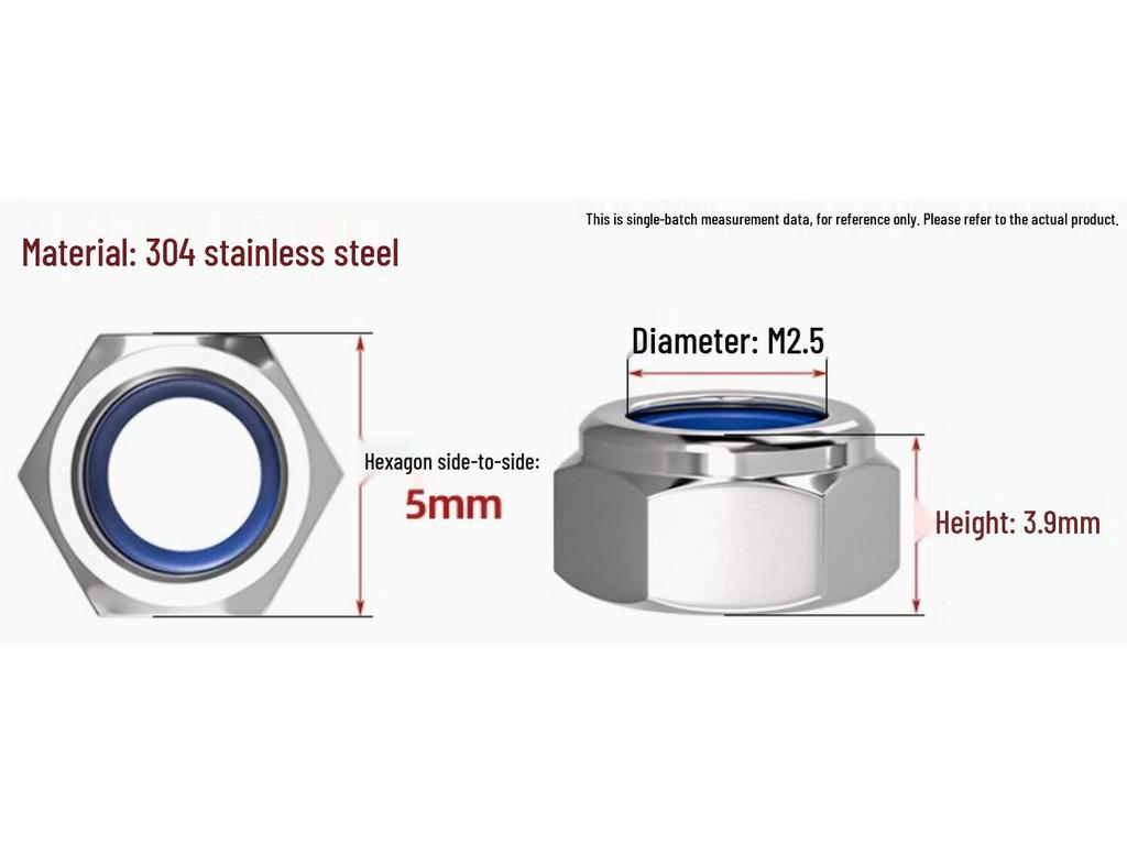 Stainless Steel Nylon Nuts for RC Models - Available in M2.5/M3/M4/M5 (10-Pack)