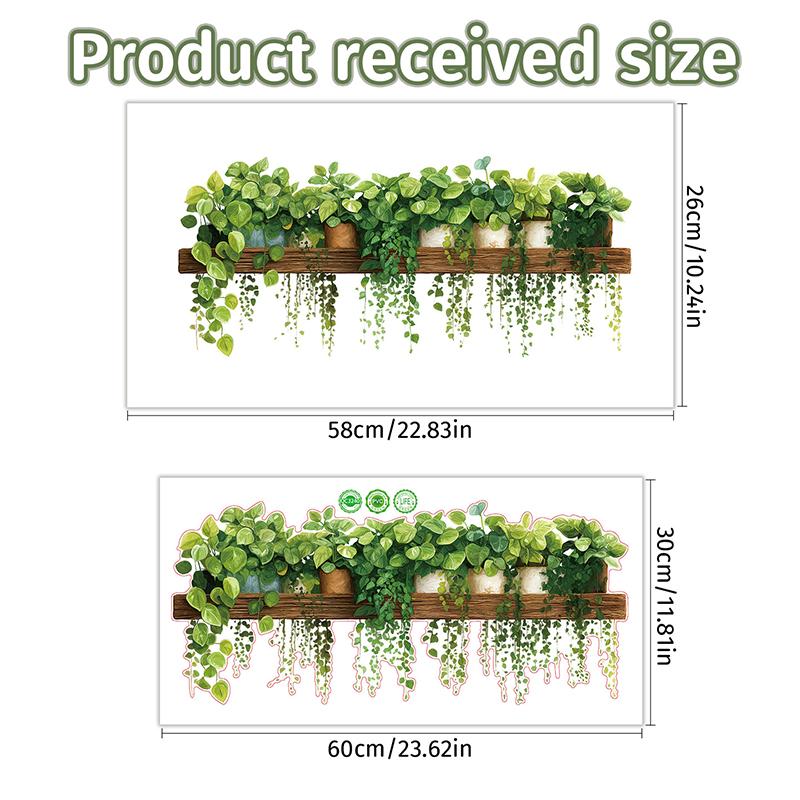 Pegatina de Pared de Planta Verde Colgante Realista con Adhesivo Autoadhesivo Perfecta para Cocina Sala de Estar Dormitorio Decoración de Pared del Hogar