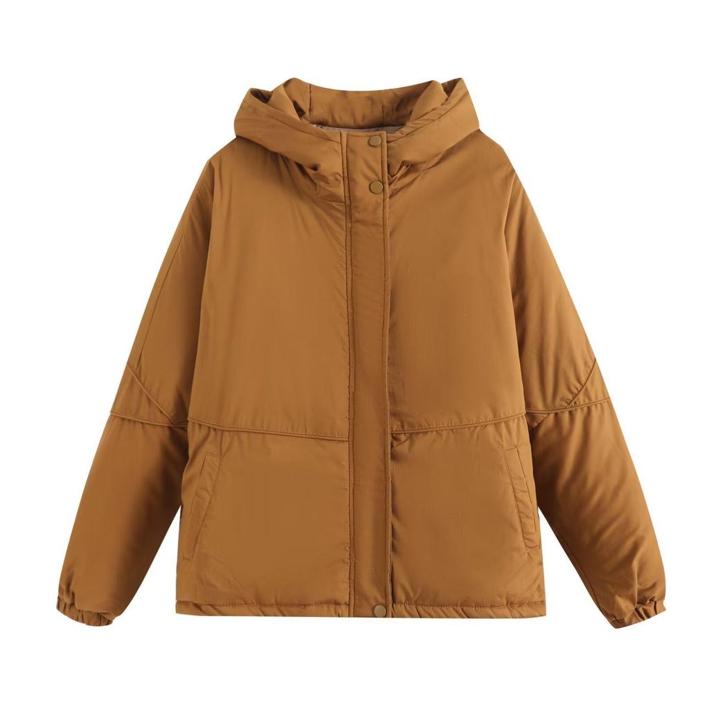 2024 Autumn Women's Fashion: European & American Style Hooded Long Sleeve Cotton Jacket - Versatile, Simple, Loose Fit In Five Colors.