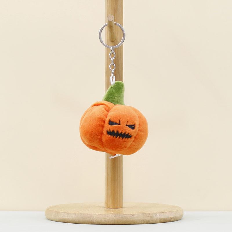 Cute Plush Pumpkin Ghost Keychain Adorable Halloween Decoration For Bags And Accessories