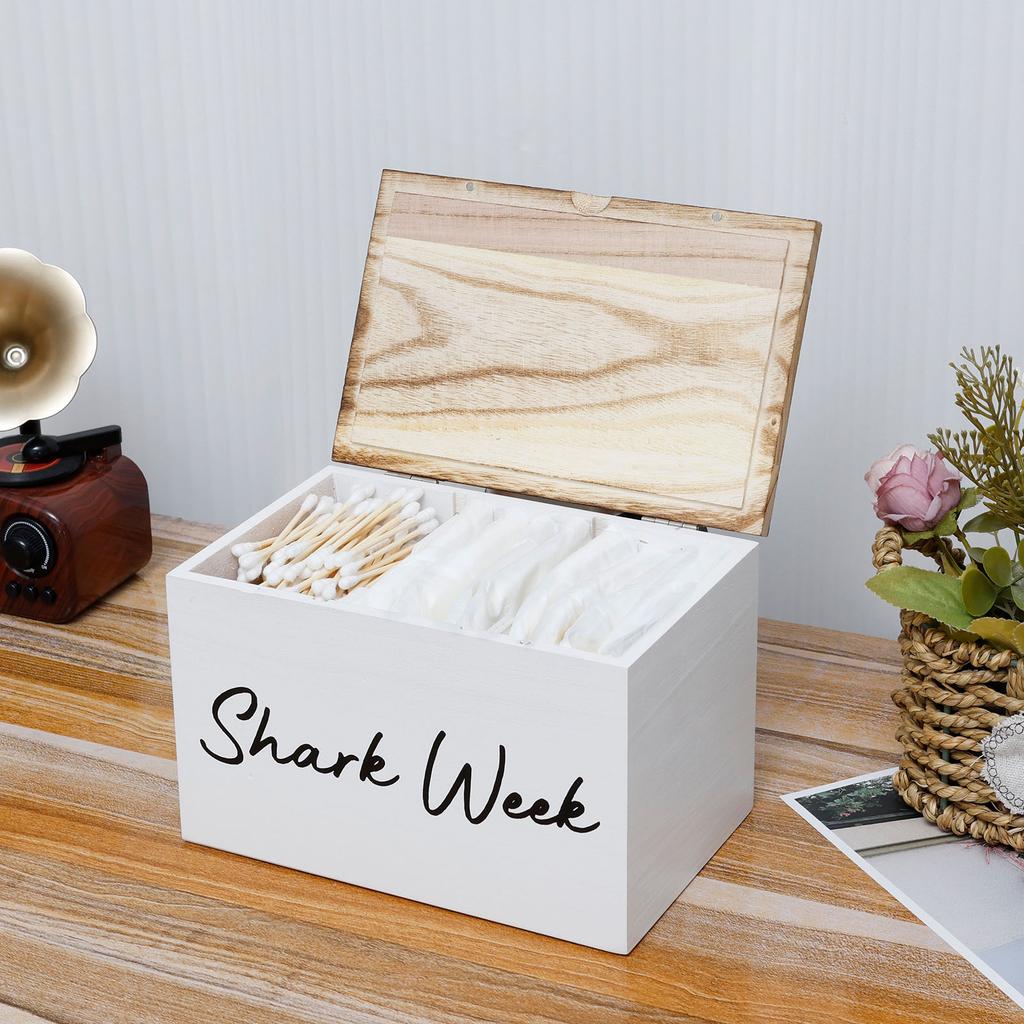 Wooden Tampon Holder 3-Grid Bathroom Cotton Pads Tampon Storage Box Women Girls Desktop Sanitary Pad Napkin Organizer