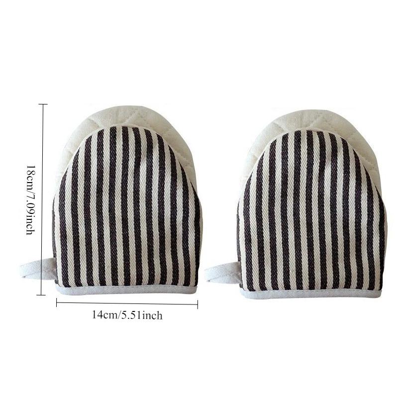 Hitzebeständige Ofenhandschuhe Streifenmuster Mini-Backhandschuhe mit Aufhängeschlaufen zum Kochen Grillen Küchen Sicherheit