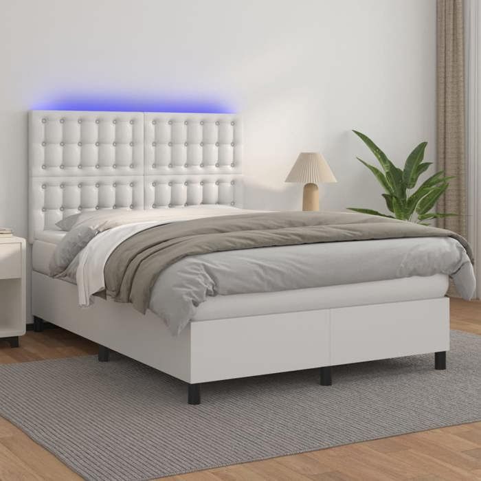 VidaXL Sommier à Lattes de Lit avec Matelas et LED, Lit Rembourré, Lit Double, Lit Adulte de Chambre à Coucher Intérieur, 3135940