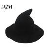 Vintage Pointed Witch Hat Women Hat, Foldable Wide Brim Knitted Cap, Halloween Cosplay for Autumn Winter, Themed Party Costume Accessory Sun