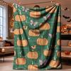 Halloween Flannel Throw Blanket Pumpkin Butterfly Pattern Cozy Napping HomeDecor