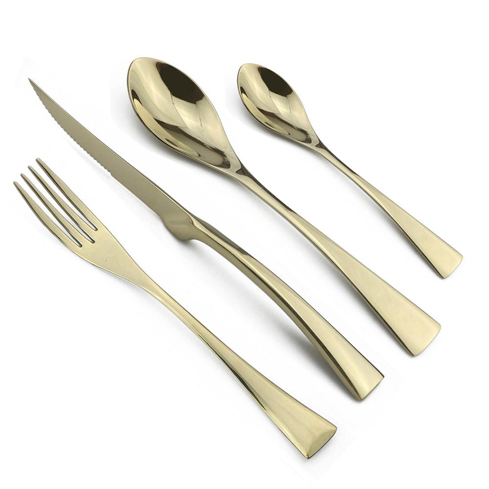 Food Tableware 24Pcs Rainbow Dinnerware 18/10 Stainless Steel Flatware Set Steak Knife Fork Spoon Teaspoon Cutlery Set