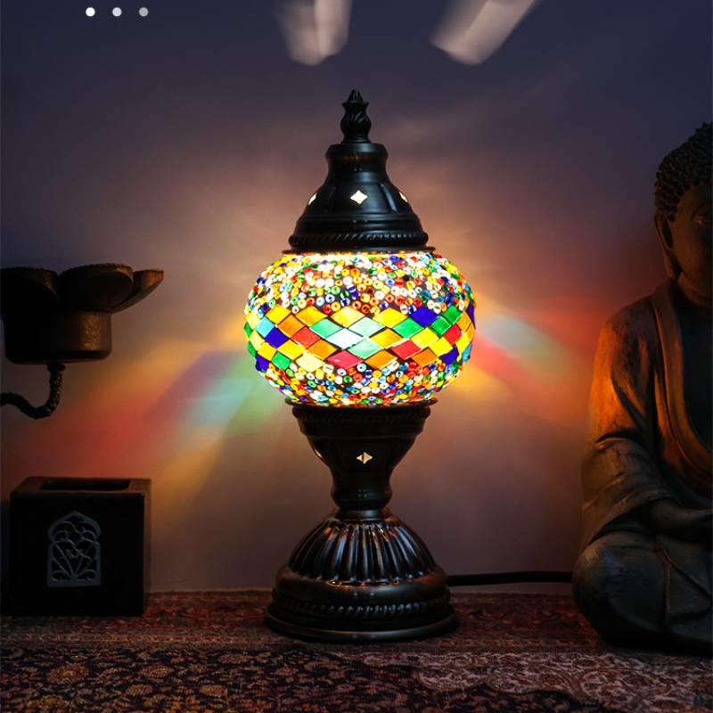 Turkish Mosaic Table Lamp Vintage Art Deco Handcrafted Lamparas De Mesa Ball Glass Romantic Bed Light Led Night Lampe