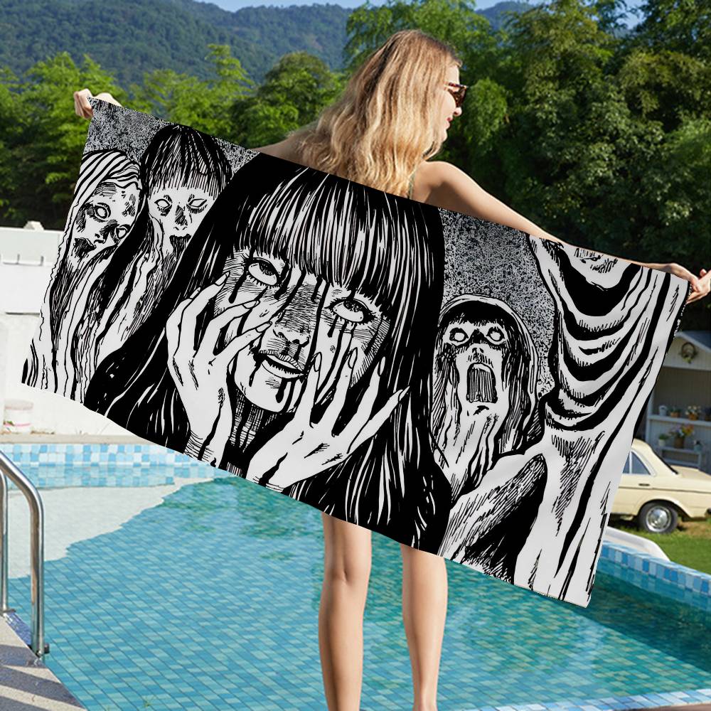 Japanese Junji Ito Tomie Microfiber Blanket Quick Drying Beach Towels Oversized Printing Super Absorbent Pool Towel Blanket