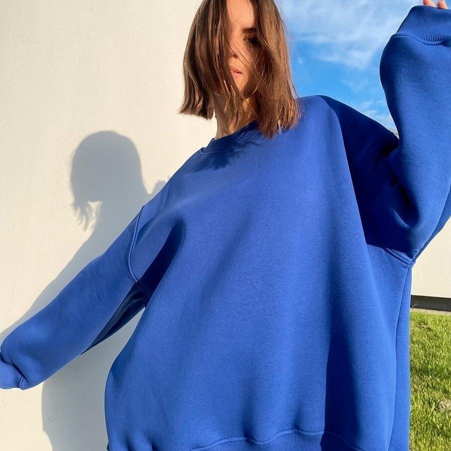 Women's Oversized Sweatshirts Crewneck Casual Lounge Spring Fall Outfits Basic Loose Fit Long Sleeve Pullover Tops for Women Soft Workout Sweatshirt