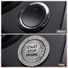 Gjinxi 1 PCS Bling Rhinestone Car Engine Push Start Button Cover for Women | Anti-Scratch, Crystal Ignition Knob Ring, Interior Accessories Stickers,