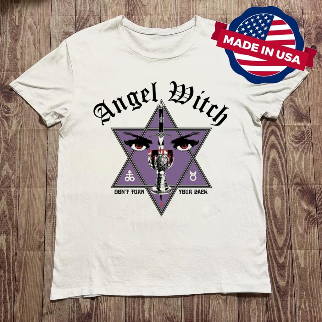 DON T TURN YOUR BACK Angel Witch Band White Shirt Unisex All Size LO389 XL