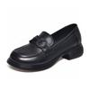 Flat Shoes Women's Shoes Autumn New Round Head Round Buckle Small Leather Shoes College Style First Layer Cowhide Comfortable Four Seasons Shoes