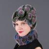 Rex Rabbit Rose Hat and Flower Scarf Set Specializing In the Production of Rex Rabbit Scarf Hat Two-piece Adult Hat