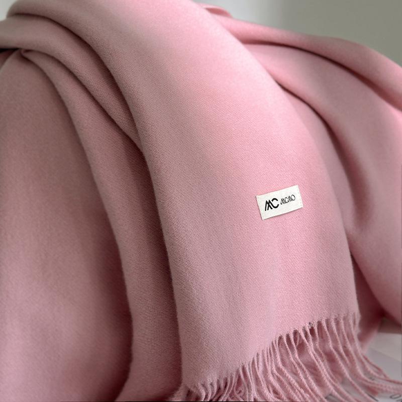 Cachecol Inverno Feminino Sólido 26 Cores Quente Espesso Caxemira Xale Moda Exterior Luxo Franjas Pashmina Envoltório Senhora Cachecóis à Prova de Vento