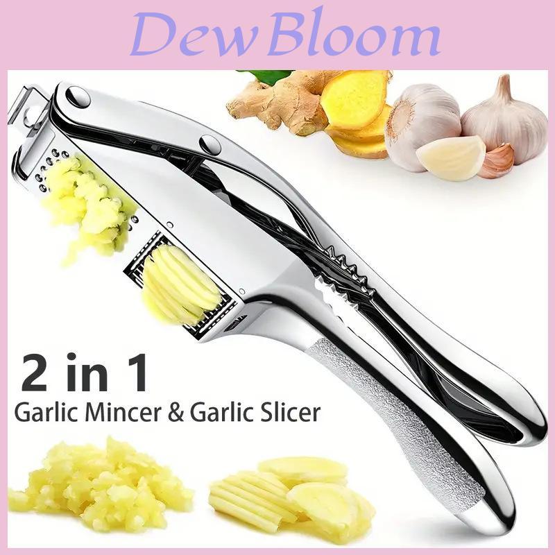 Modern Minimalist Garlic Press And Slicer With Metal Material For Home Cooking And Gift Use