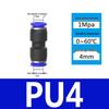 Pneumatic Nylon Air Hose Quick Connect Fittings: PU Straight, PY 5-Way, Cross 4-Way, PZA 3-Way, PE Connector with White/Blue Cap