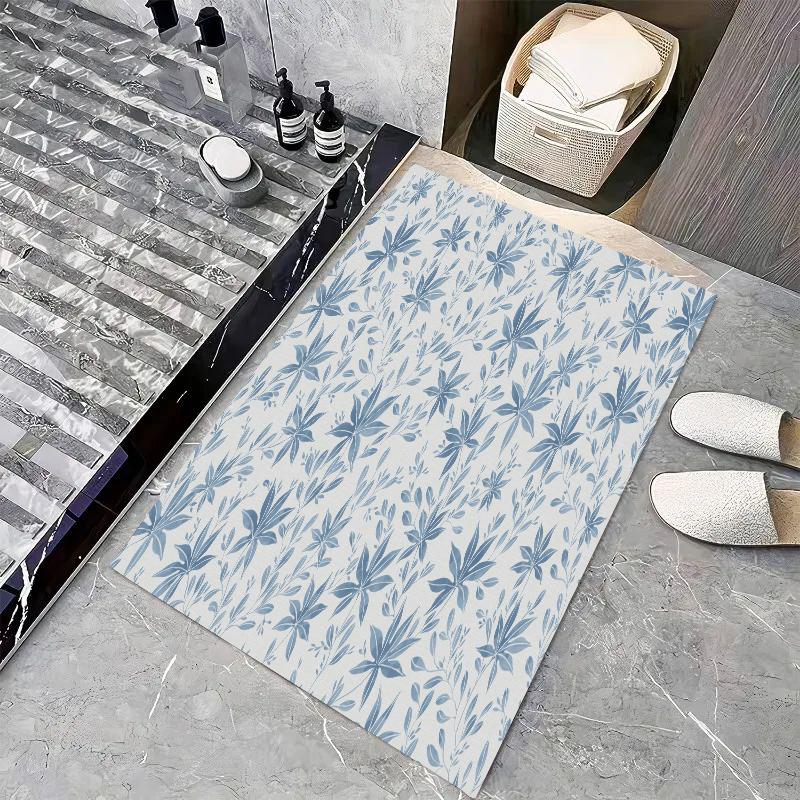 1pc Printed Bathroom Absorbent Mats Anti-Slip Mats Home Decor Supplies Carpets Home Kitchen Floor Mats