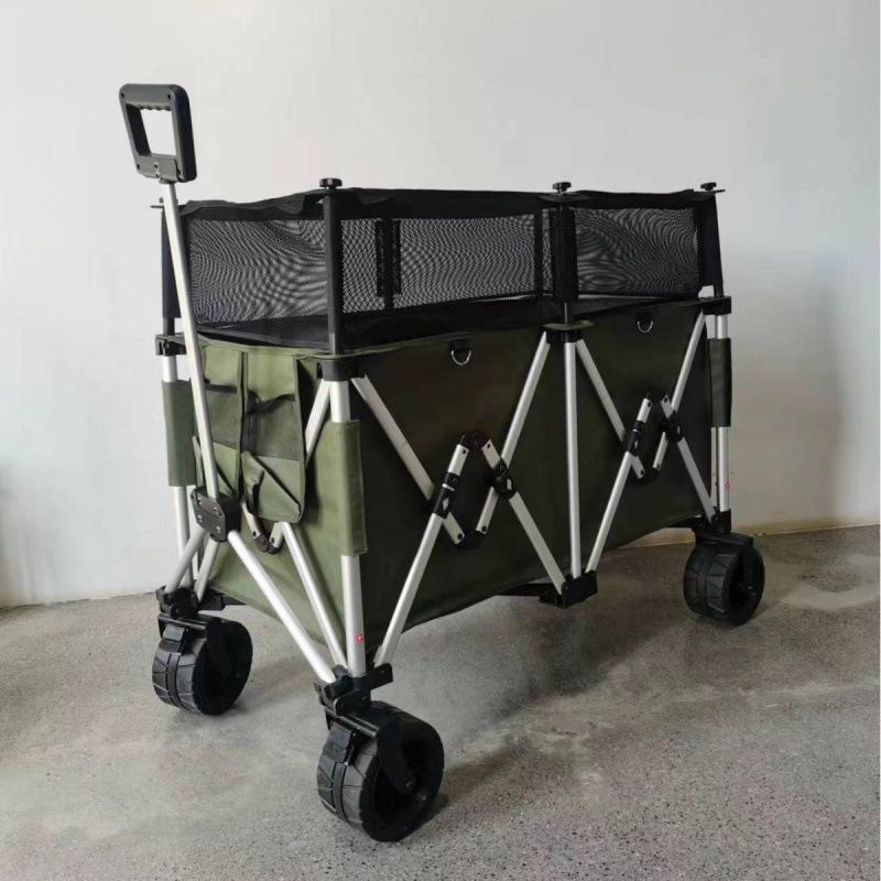 Foldable Aluminum Camping Cart: Large Capacity Outdoor Trailer for Street Vendors and Home Use