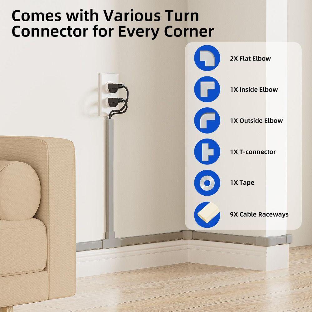 High Quality 1m Cord Hider Self-Adhesive Paintable Cable Hider Durable Anti-extrusion Cable Concealer Floor