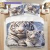 White Tiger Pattern Bedding Quilt Set Quilt Cover Pillowcase Home Decoration Birthday Gift (1 * Duvet Cover + 2 * Pillowcase, Without Core)