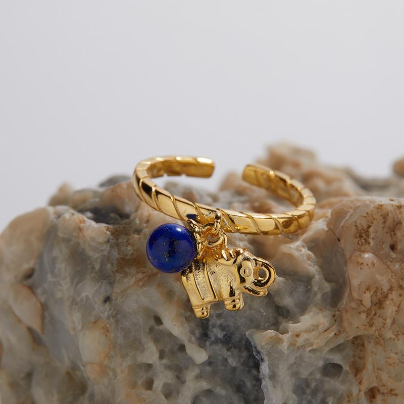 

Niche Design Colored Treasure Ring S925 Sterling Silver Inlaid Natural Lapis Lazuli Pearl Ring Women S Fashion Open Ring Adjustable opening