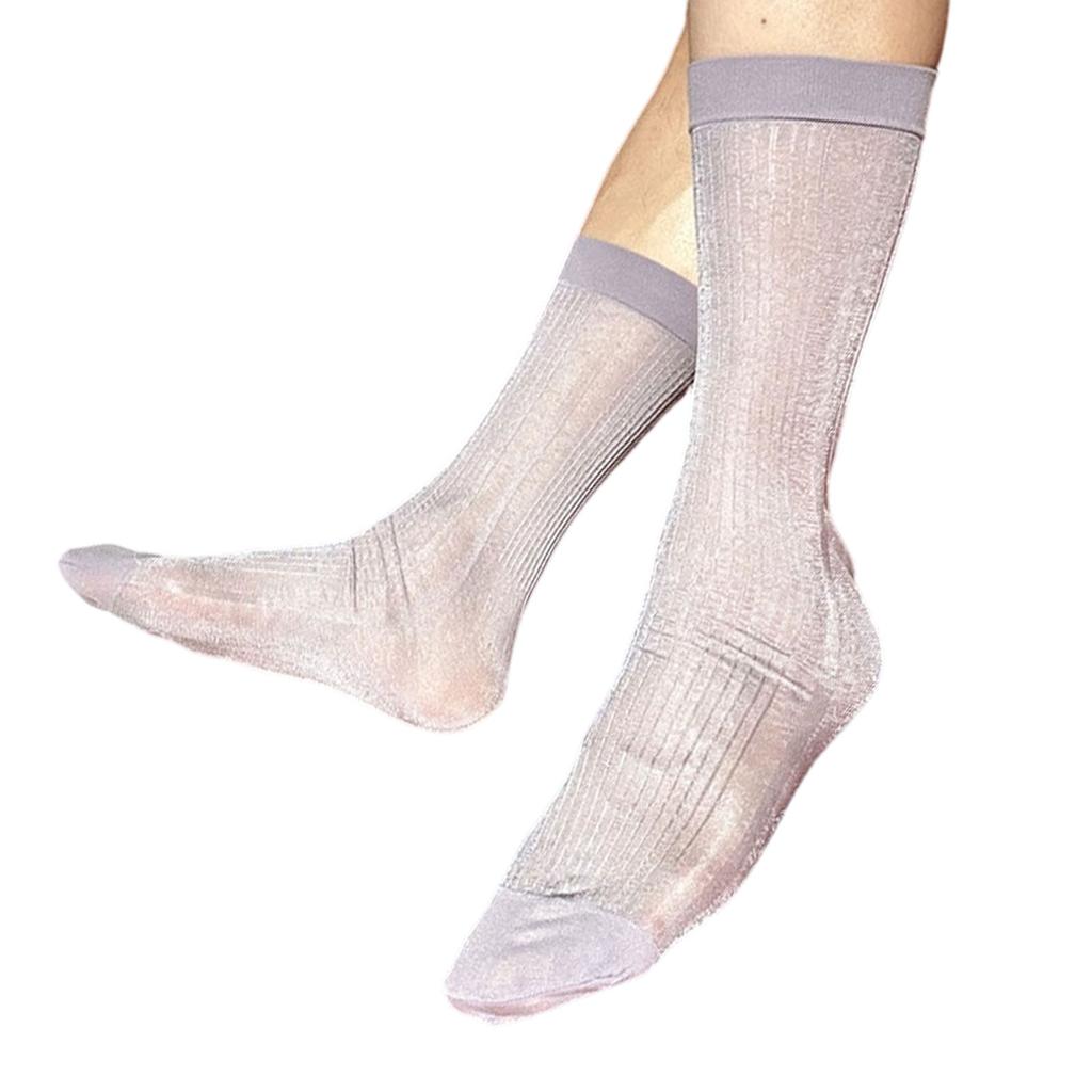 Men's Dress Socks Casual Business Socks Nylon Silk Socks Comfortable Breathable Ankle Socks Lightweight Crew Socks