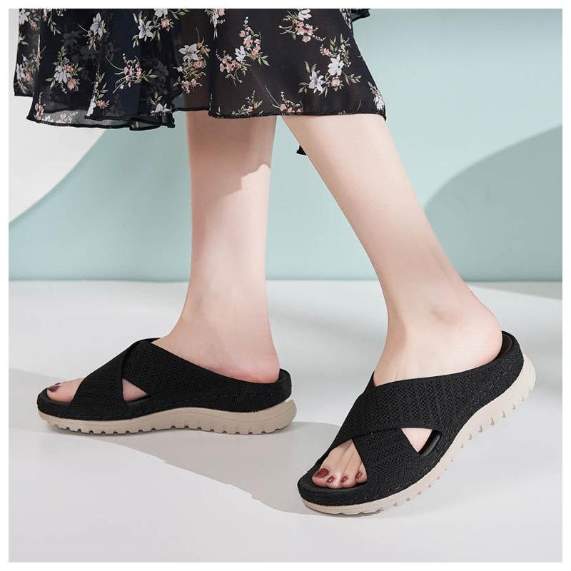 

Женские повседневные тапочки вязаные сандалии для отдыха женские удобные тапочки 2025 новые приморские простые на толстой подошве женские сандалии 41