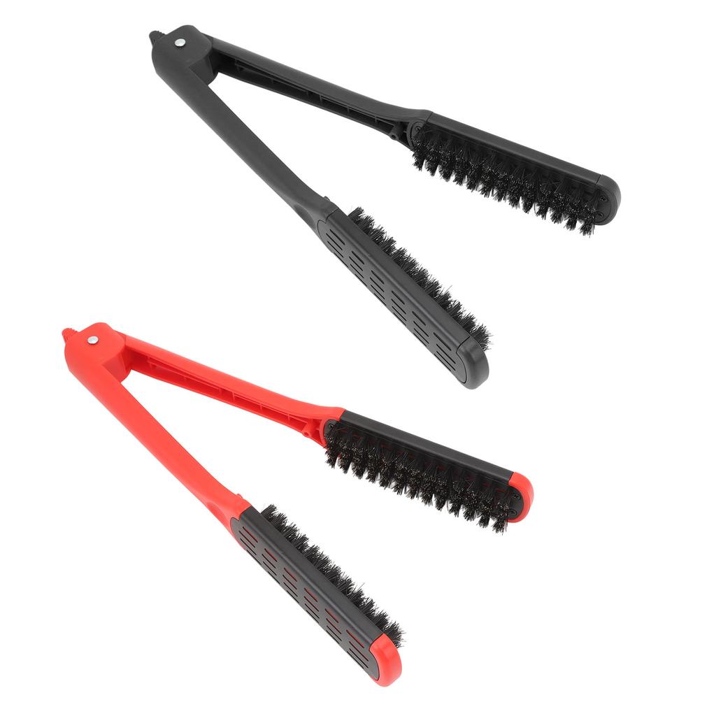 Clamp Hair Brush Straightener Flat Hair Styling Smoothing Tool Anti Static Hollow Vent V Shaped Doub