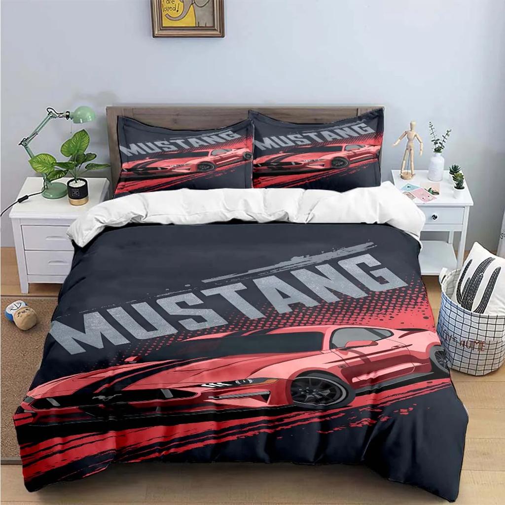 Fashion Exquisite M-Mustang Print Bedding Sets Exquisite Bed Supplies Set Duvet Cover Bed Comforter Set Bedding Set Luxury  Gift