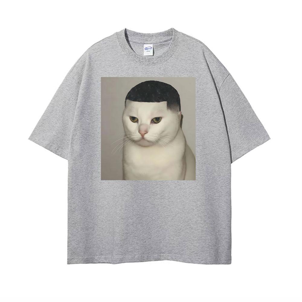 Funny Haircut Unhinged Cat Meme Printed T Shirt Unisex Women Casual Cotton High Quality Tshirts Fashion Cool Classic Humor Tshirt