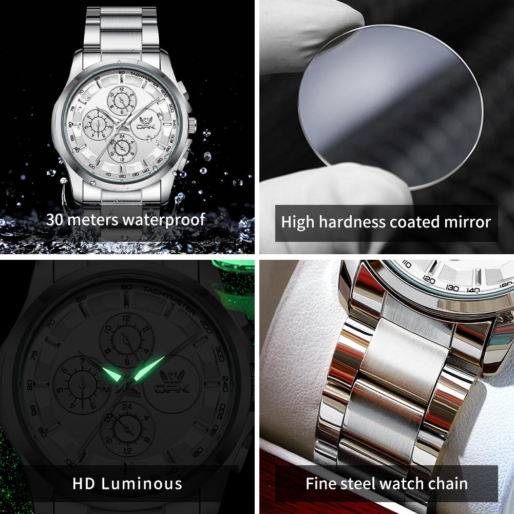 OPK 6032 Quartz Watches for Men Classic Trendy Chronograph Waterproof Luminous Men's Dress Wriswatches Original Brand Man Watch