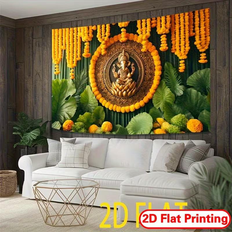 2D Traditional Indian Ganesha Photography Backdrop for Pooja & Wedding Events